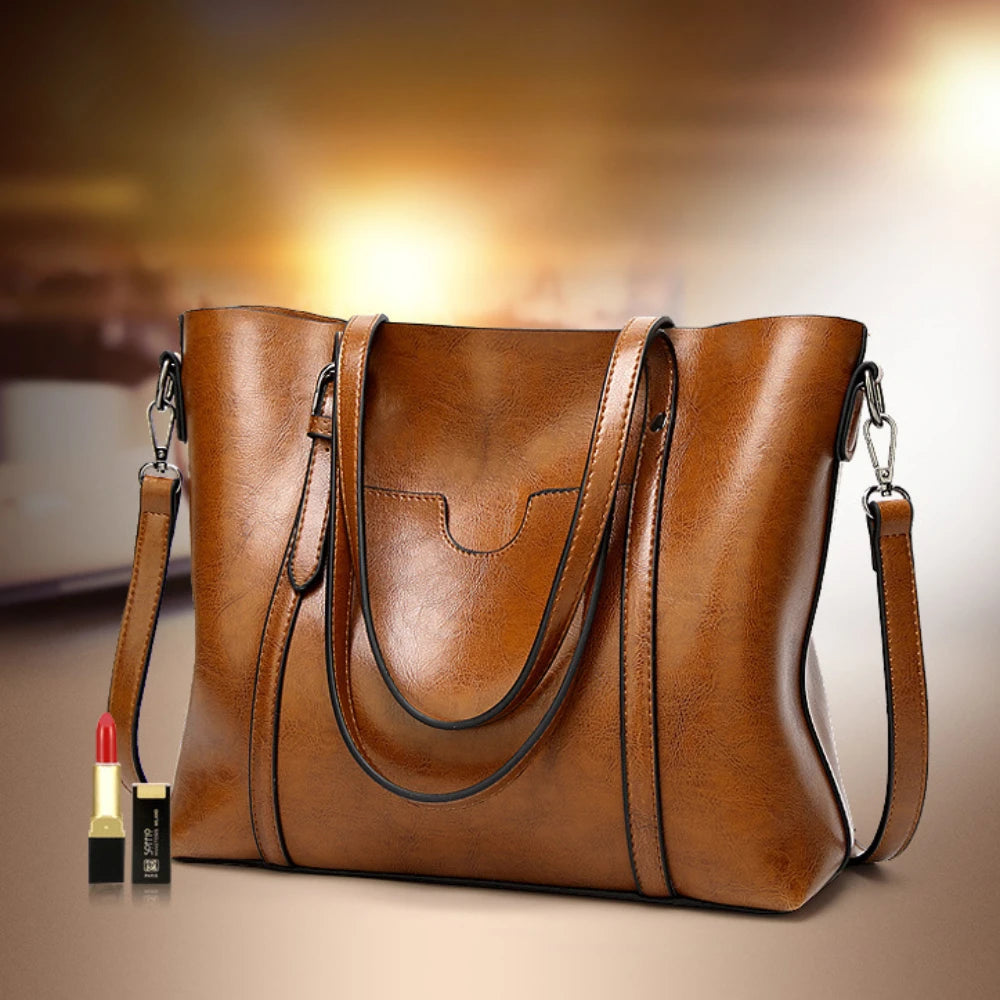 Fashion Casual Women Shoulder Bag PU Leather Tote Handbag Female Shopping Bags Soft Leather Lady Purse Bag High Capacity Totes