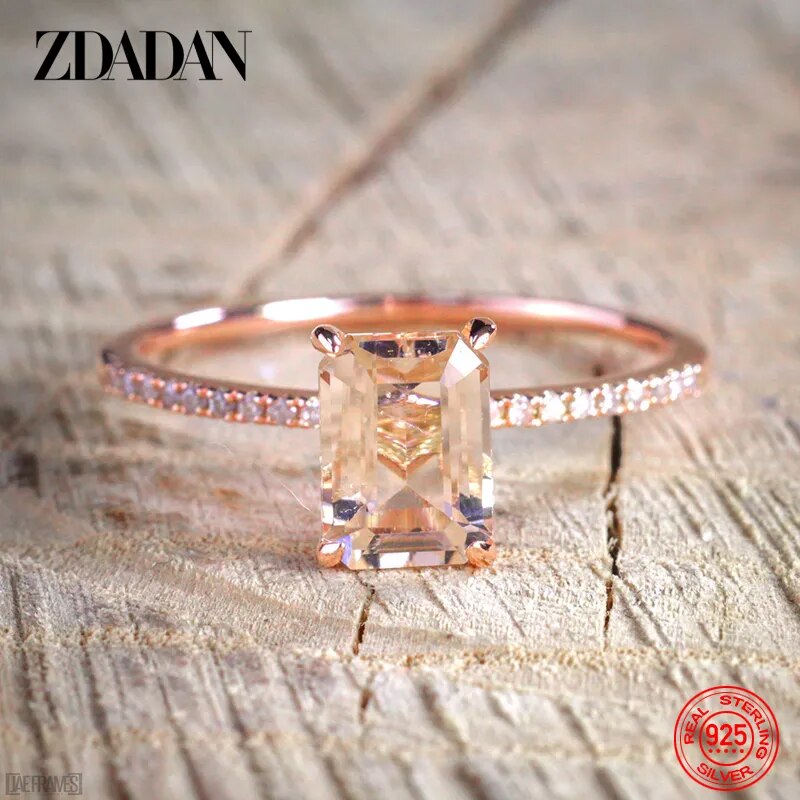 2pcs 18K Rose Gold  Zircon Rings