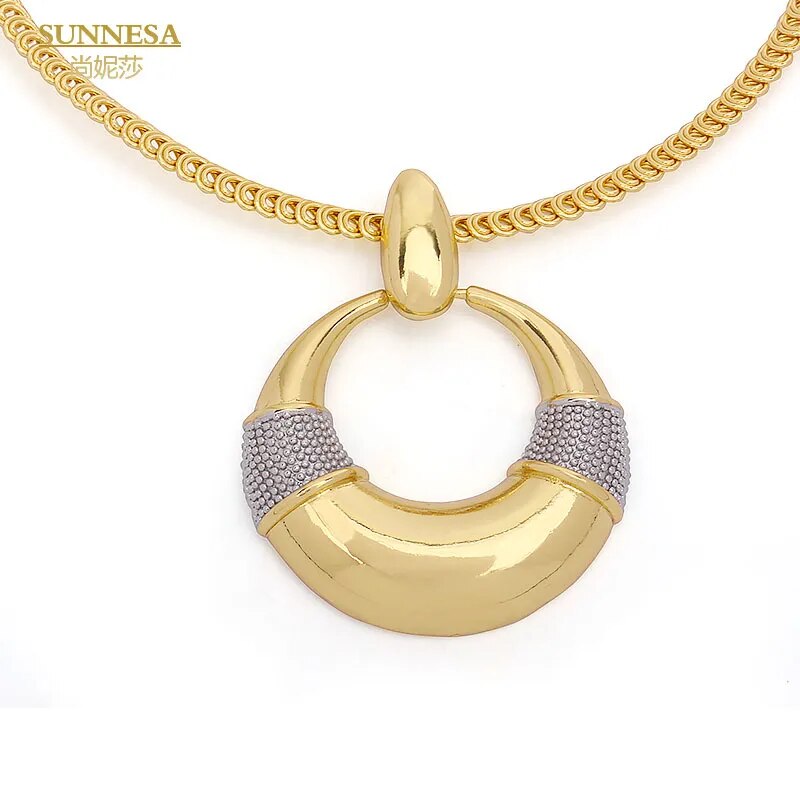 Pendant Necklace Big Hoop Earrings