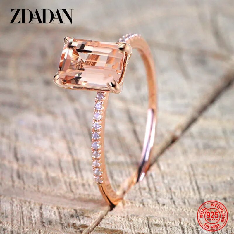 2pcs 18K Rose Gold  Zircon Rings