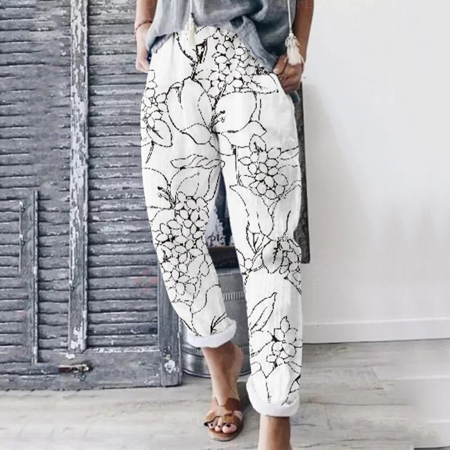 White Waisted Loose Leg Pant