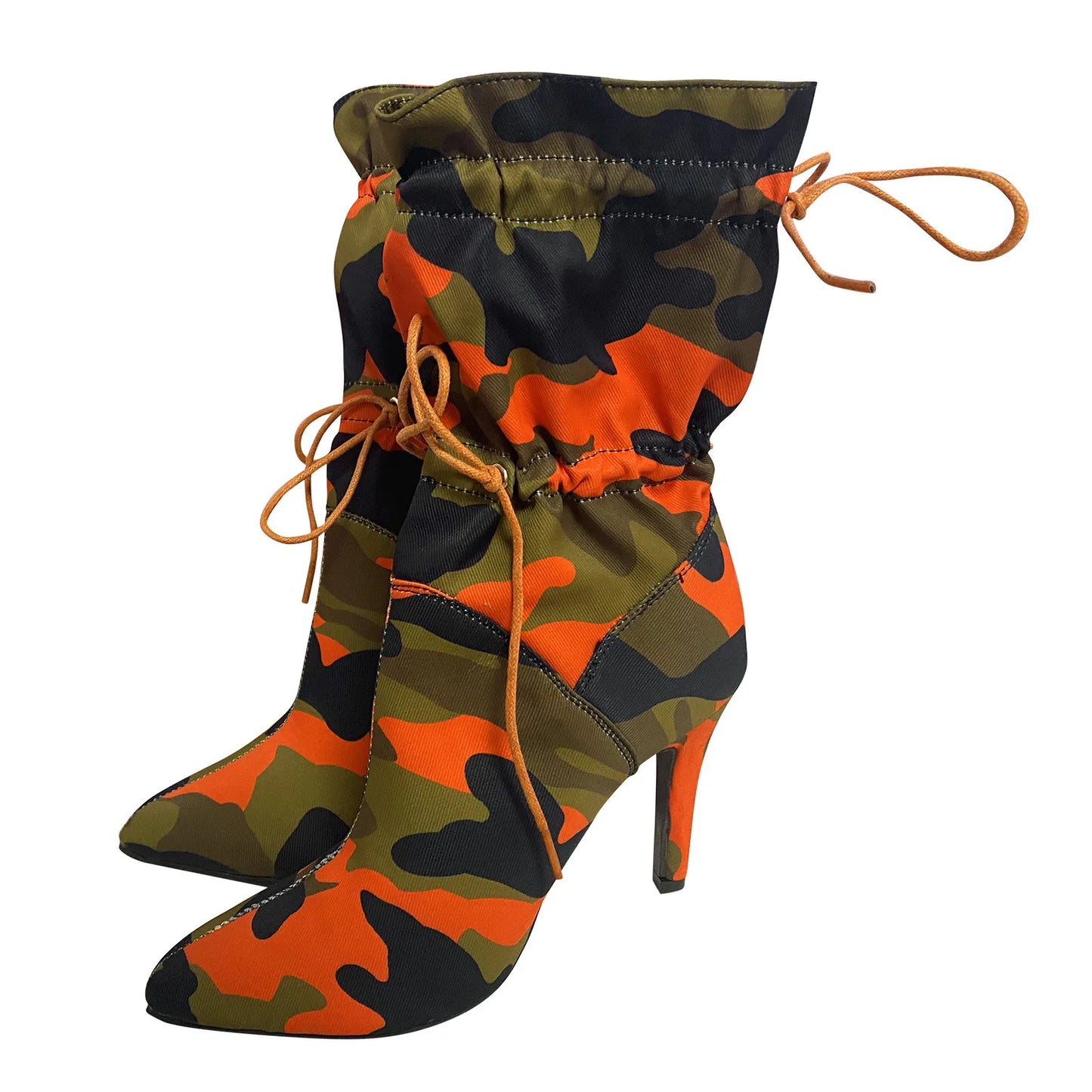 Pointed Toe Mid Calf Camouflage boot