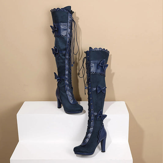 Pointed Toe lace up Thigh High boot