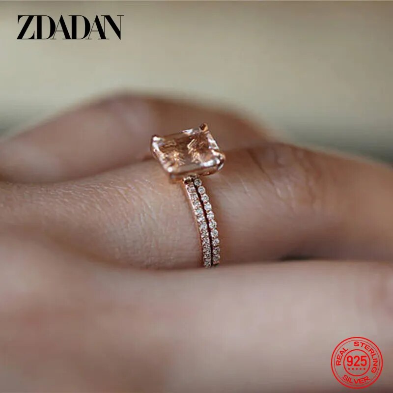 2pcs 18K Rose Gold  Zircon Rings