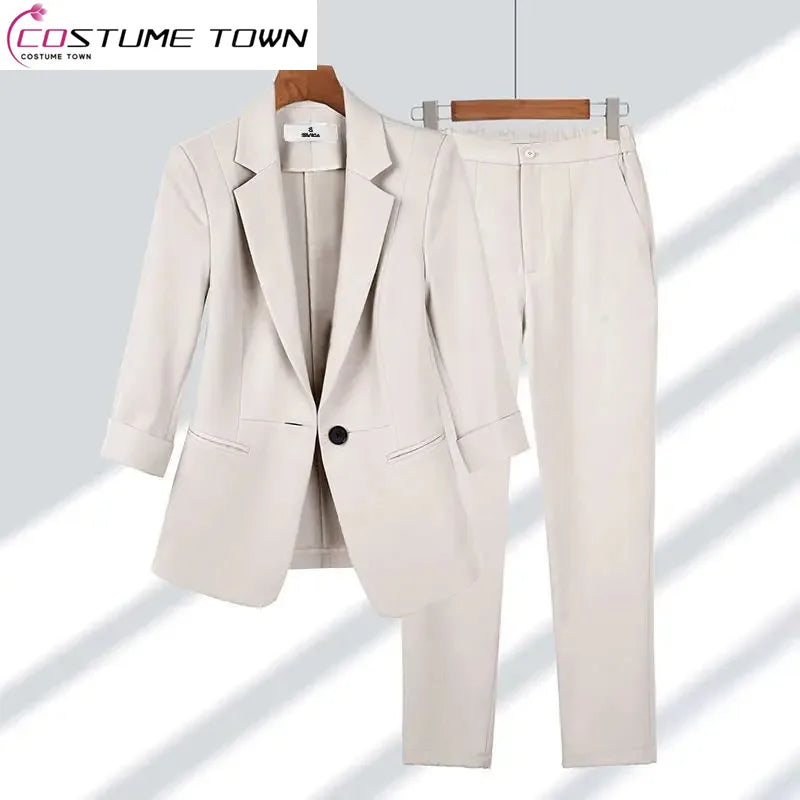 Thin Blazer Casual Two Piece Set