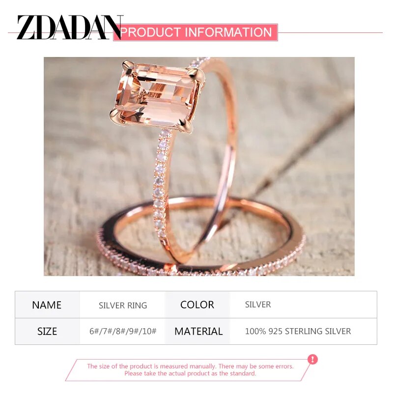 2pcs 18K Rose Gold  Zircon Rings